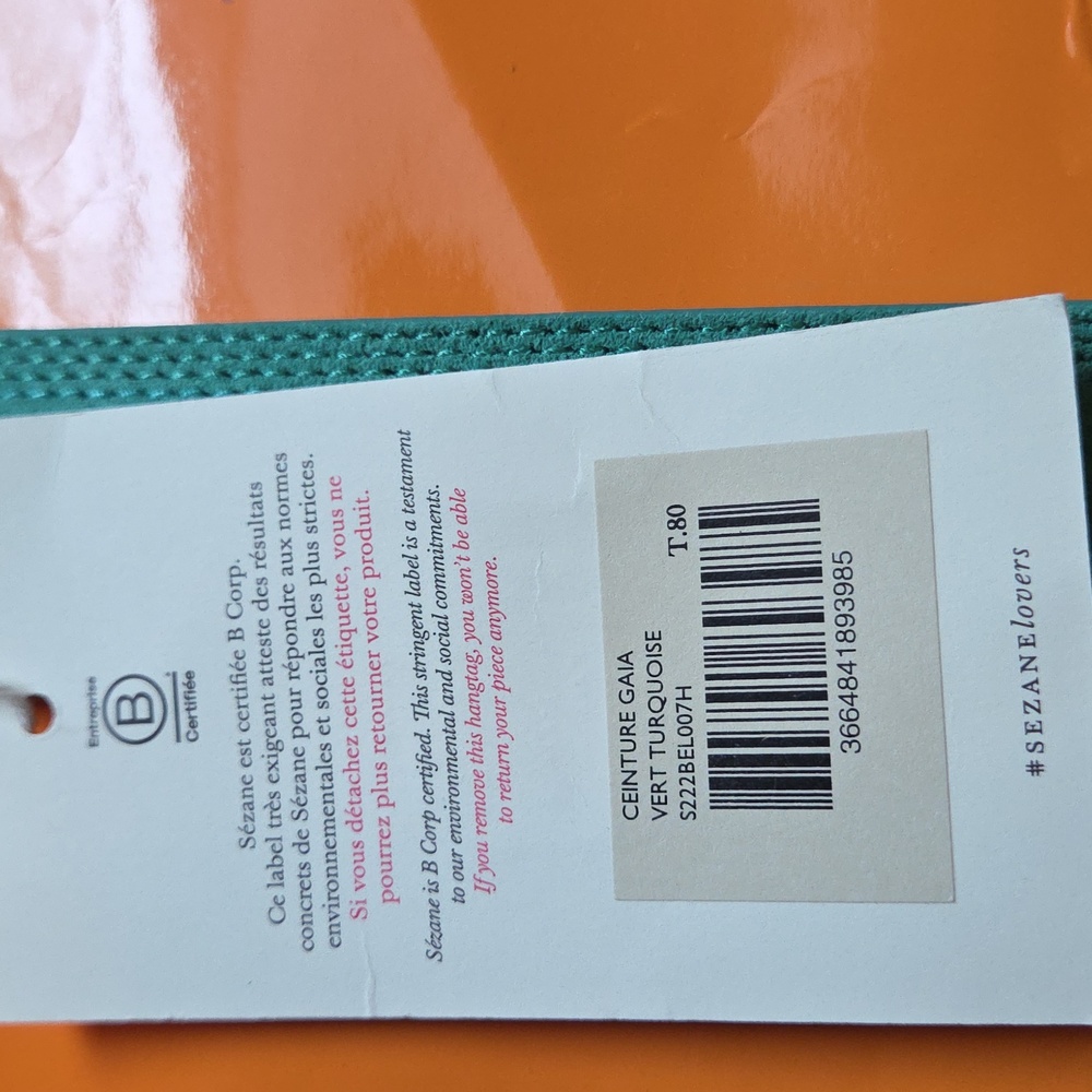 Nwt! Sezane GAIA belt Turqouise Green - Picture 5 of 8